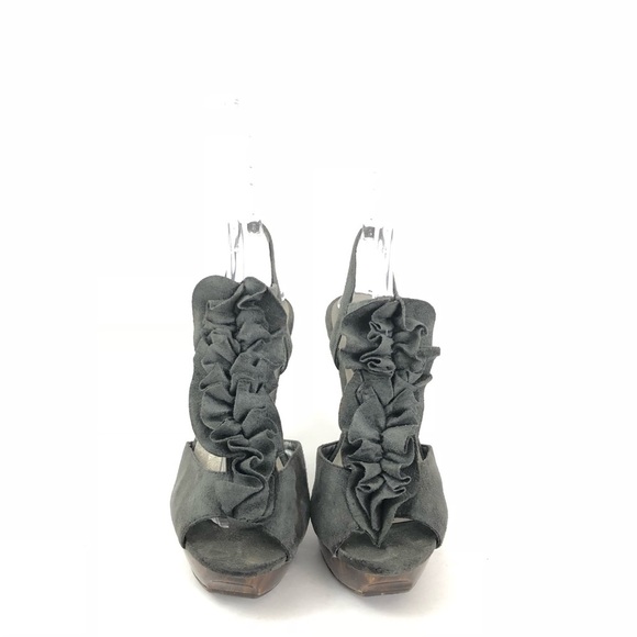 Wild Diva 10 Ruffle Open Toe Sandals Heels - Picture 7 of 8